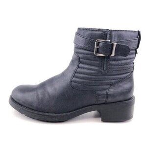 Aquatalia Black Leather Zip Ankle Boots 7